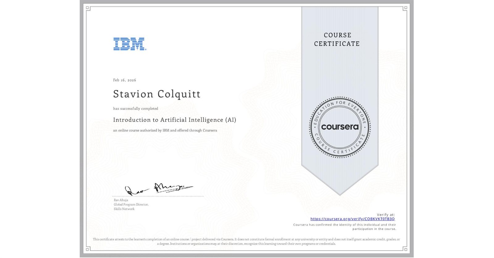 Introduction to AI certification
